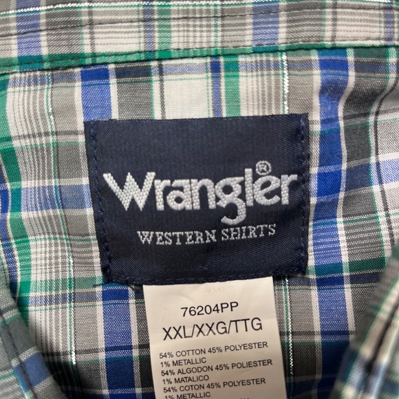 WRANGLER Men’s 2XL Short Sleeve, Snap Button Down, Plaid Western Shirt - Picture 3 of 10